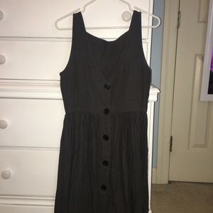 Dark Charcoal Black-Button Dress